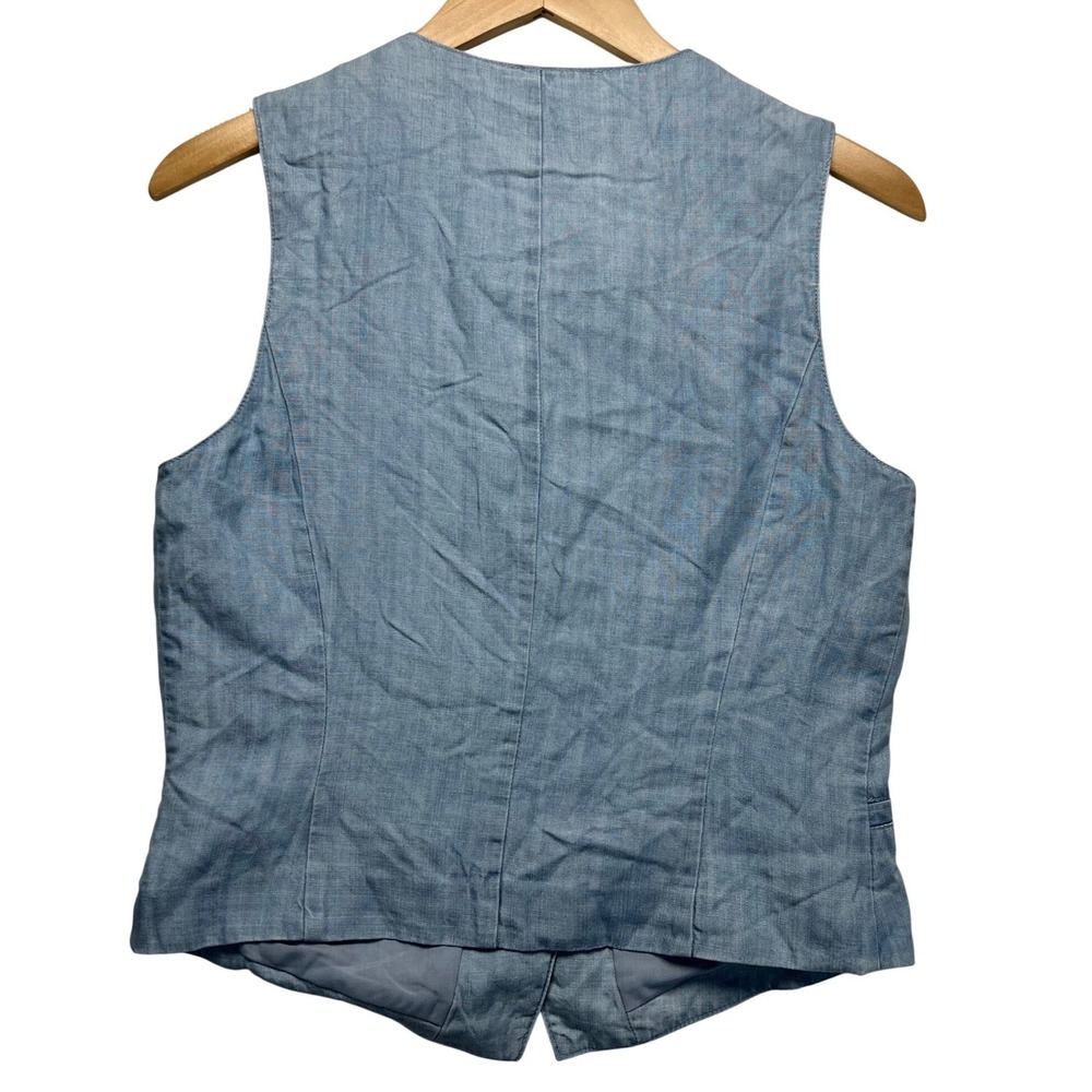 Sigrid Olsen Blue Denim Vest Top Tencel Lightweight Sleeveless Button Front S - Picture 2 of 13